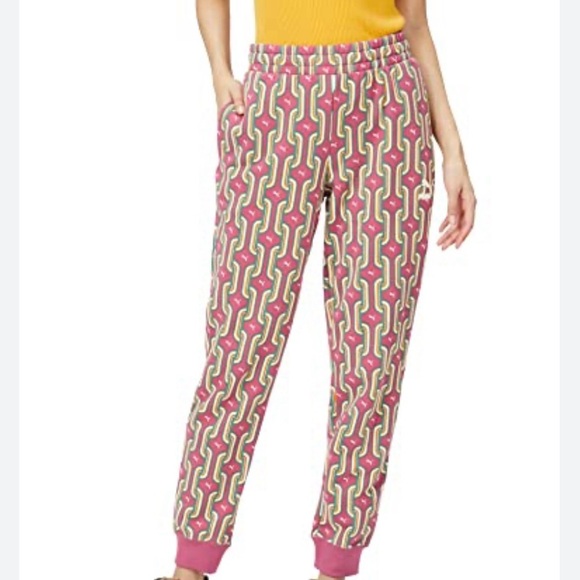 Puma Pink and Yellow Patterned Women's Joggers - Picture 1 of 8